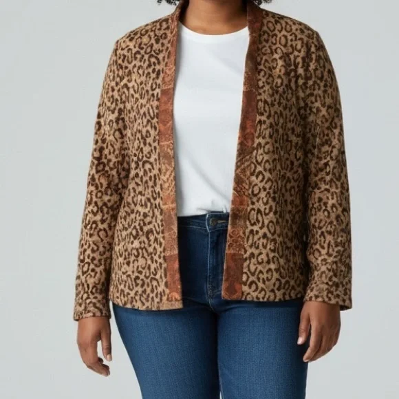 Vintage 80s 90s Reversible Leopard Southwestern Women’s Medium Blazer Retro Y2K - Picture 4 of 11